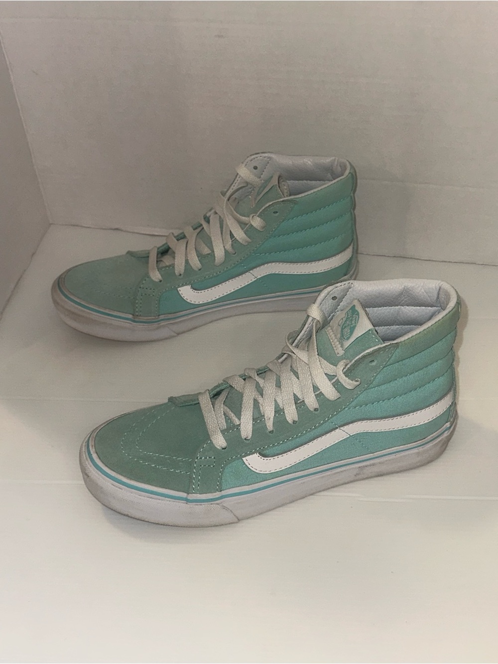 Vans Women's High-Top Sneakers in Mint Green and White